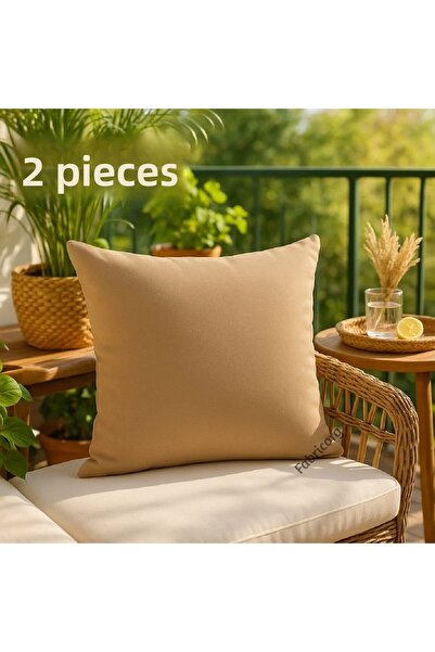 fabricorg Duck Cloth Throw Pillow Cover Suitable for Punch Cappuccino (40X40 cm) 2 Pieces