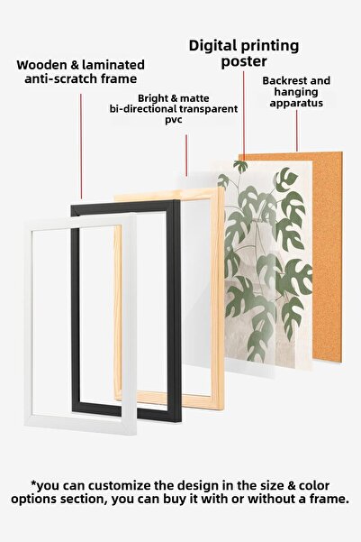 Postifull Комплект за картини с дървена рамка, стенопис в нежно зелено, комплект от 3 постери, № 300769