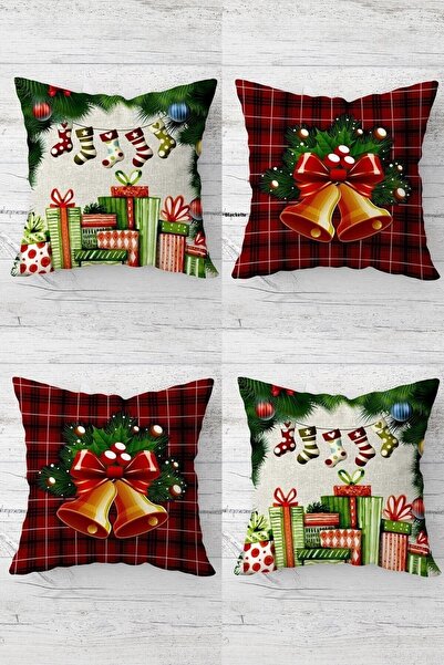 on the clouds Christmas Bell Gift Christmas Tree Hidden Zippered Throw Pillow...