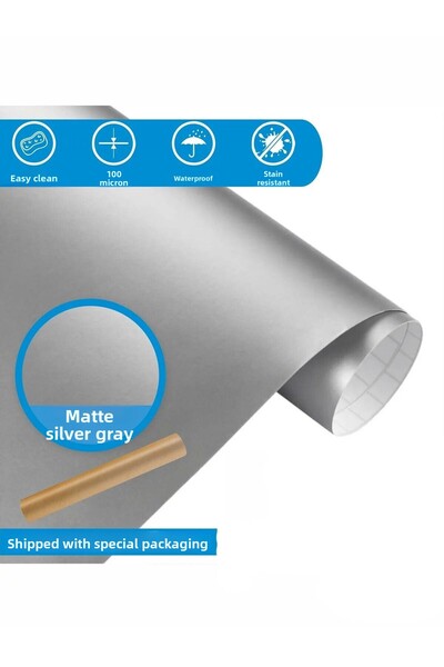 Rabadon Silver Gray 20cm X 100cm Self-Adhesive Kitchen Cabinet and Furniture ...