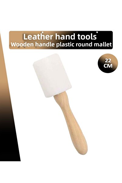 Dopar Ciocan rotund din plastic cu mâner din lemn (ciocan)