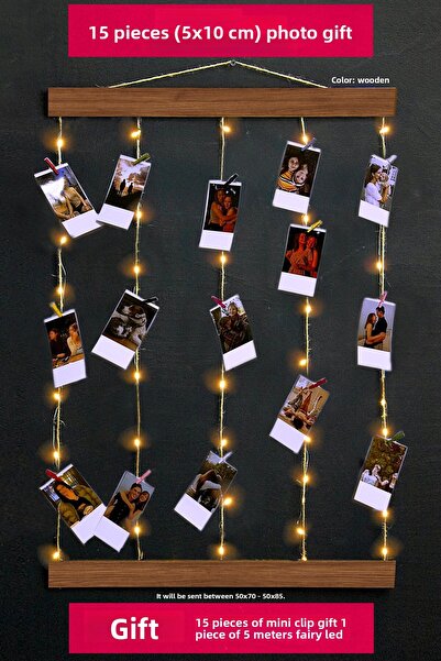 Bytwo إطار الذاكرة - إطار سلسلة - إطار صورة مع مزلاج سلسلة لون خشبي - إطار خفيف