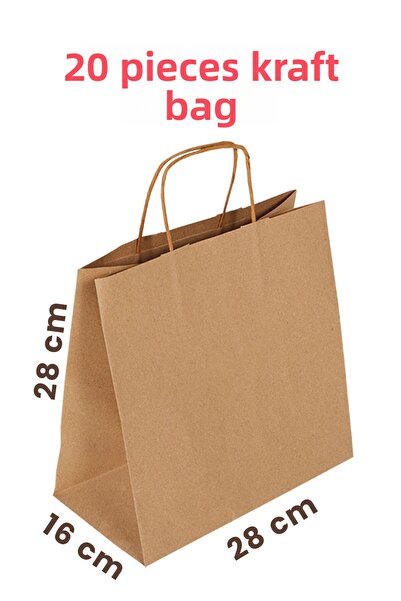 Balkan 20 bucăți pungi de cumpărături din hârtie kraft cu mâner - carton 28x1...