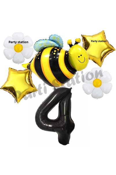 Parti Station Bee Bee and Daisy Concept 4 Years Old Balloon Set Bee Balloon a...