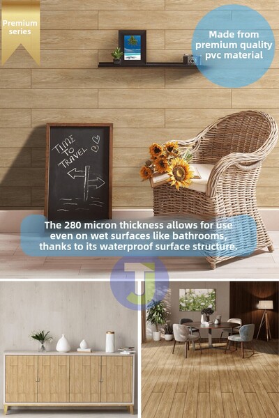 Technojet Premium Textured Hardwood Pattern Floor - Kitchen, Wall and Cabinet Finish, 60Cmx500Cm