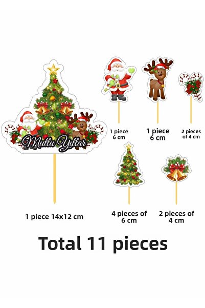 Atölye7Tasarım 11 قطعة سانتا كلوز الرنة شجرة عيد الميلاد تحت عنوان مسواك كب ك...