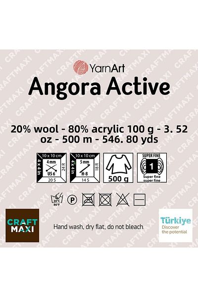 Yarnart ΣΚΟΥΡΟ ΧΕΡΙ ΠΛΕΚΤΟ ΣΚΟΥΡΟ - ANGORA ACTIVE NEW, EBRULI-847