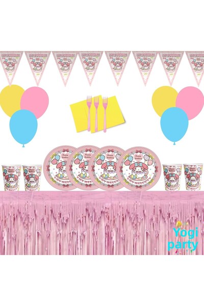 Yogi parti Set de ziua de naștere My Melody pentru 8 persoane, concept de ziu...