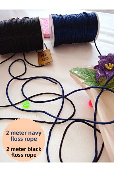 ENEFENDİ 4 Meters(Total) Floş İp Rattlesnake Thickness 2mm Dark Blue Black Bracelet Jewelry Gift String