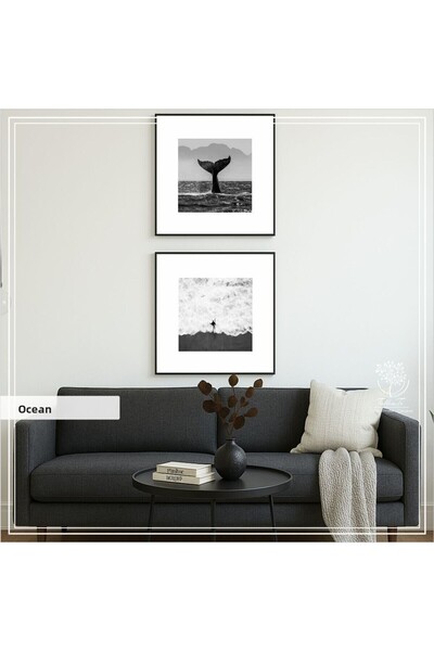 Tablomtr Διακοσμητικός Τραπέζι με Μεταλλικό Πλαίσιο Glass Ocean 2 ΤΕΜ