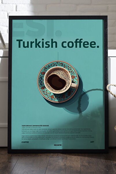 Duvarda Poster cu ramă din lemn negru cu cafea turcească, pictură decorativă ...
