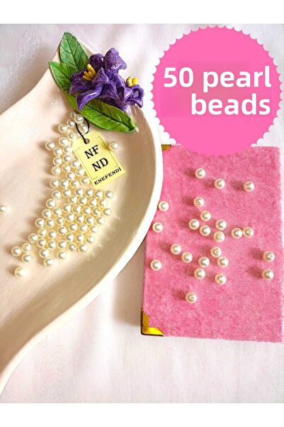 ENEFENDİ 50 bucăți mărgele de perle cremă cadou cu gaură pentru colier, brăța...
