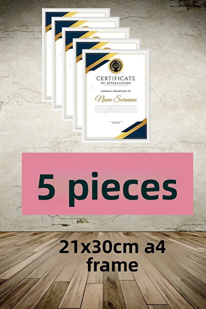 CreaWitch 5Pcs A4 Frame Diploma Document Certificate Photo Picture Frame Pvc 5-Piece Platinum