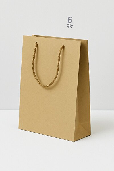 OLİ Art 25x38 سنتيمتر كرافت حقيبة 6 قطعة حقيبة هدايا سميكة