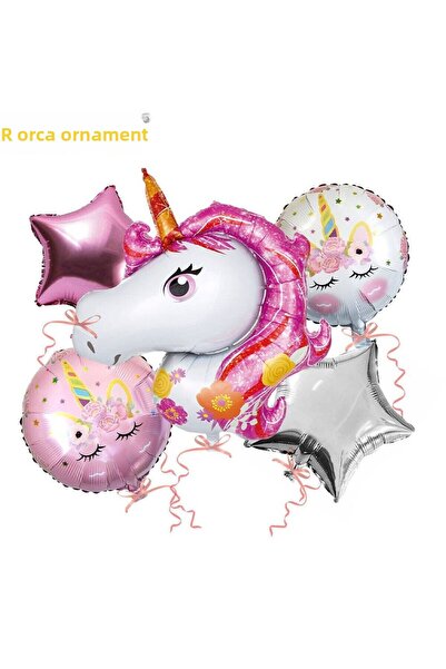 DÜVENCİ TİCARET Set de 5 baloane din folie unicorn (stea).
