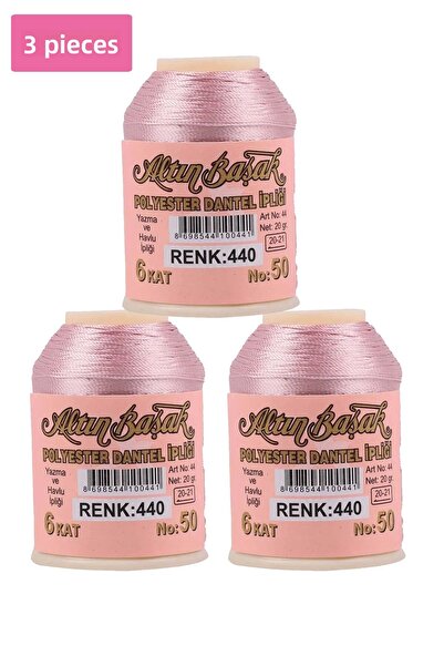 MKR 3 Pieces of Gold Spike Needle and Lace Thread 20 Gr - Royaleks - No: 440
