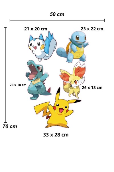 Sepet Yıldızı 50x70 Cm Pokemon Printed Children's Room Wall Sticker