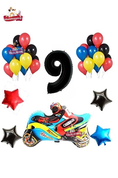 Bkmc Σετ πάρτι γενεθλίων με αγωνιστικό μοτέρ μαύρο 9 ετών με φύλλο χρώματος