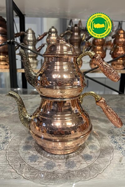 Yardımcı Bakır Since 1997 إبريق شاي نحاسي مطروق كلاسيكي مطروق من هامر