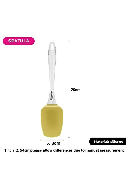 Fissman Silicone Spatula Turner, Transparent Handle High-Heat Resistant Spreading Spatula (Yellow)