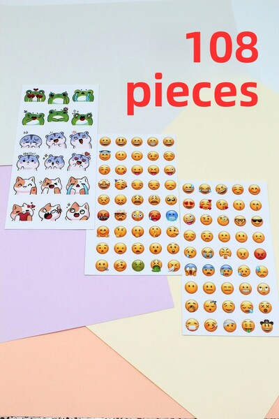 Mona Craftist 108 قطعة من ملصقات الرموز التعبيرية مجموعة ملصقات لطيفة لملصقات...