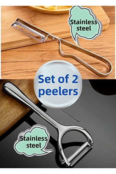 BRE HOME مجموعة من 2 مقشرة من الفولاذ المقاوم للصدأ، مقشرة جانبية، مقشرة مقلاع مصنوعة بالكامل من الفولاذ