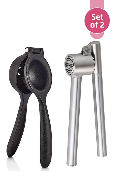 DORRY HOME هراسة الثوم من الفولاذ المقاوم للصدأ وعصارة الليمون المصبوبة، مجمو...