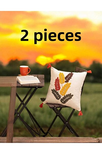 Felluci textile وسادة رمي مطرزة بانش باسق 43x43 2 قطعة