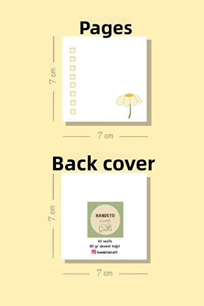 Handeto Kraft 4 قطع من لوحة مذكرة متعددة الأزهار - 7 × 7 سم، 40 صفحة، لوحة مذكرة مع غراء