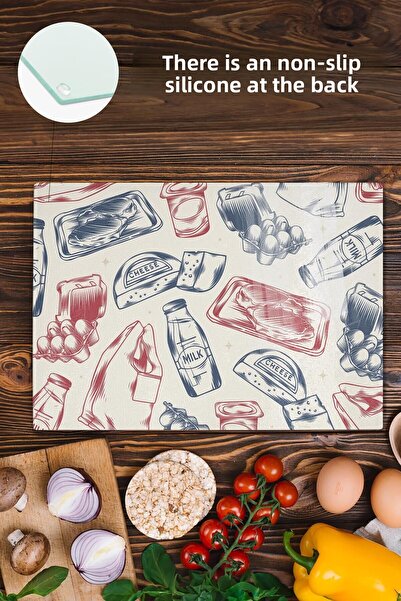 Postifull Vintage Glass Cutting Board, Thick And Unbreakable Glass, Chopping Board, Kitchen Presentation Board - 21*30cm
