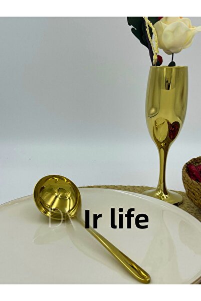 DMR LİFE Dmr Life Gold Sauce Serving Ladle 1 Pcs (Small Boydur Tableware Serving)