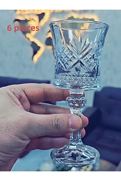 ORTAKÖY CENNETİ Soft Drink and Coffee Side Water Glass Set of 6 Tall Wine Glasses