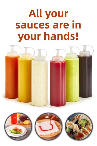 Vi Caro وعاء صلصة كبير الحجم سعة 700 مل - 2 زجاجة صلصة كاتشب للشوكولاتة مع زيت الخل