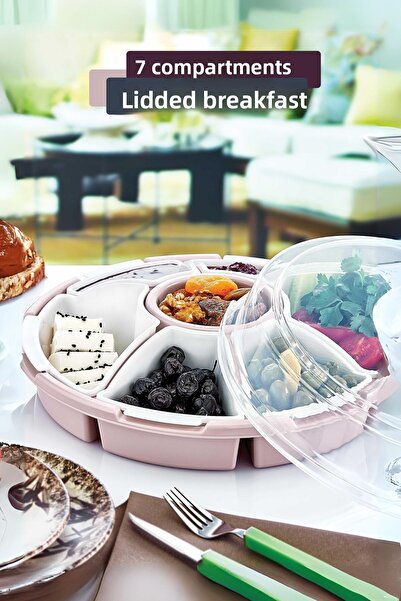 grimorlife طقم إفطار وجبة خفيفة بلاستيكية متعددة الأغراض مكون من 7 أقسام بالل...