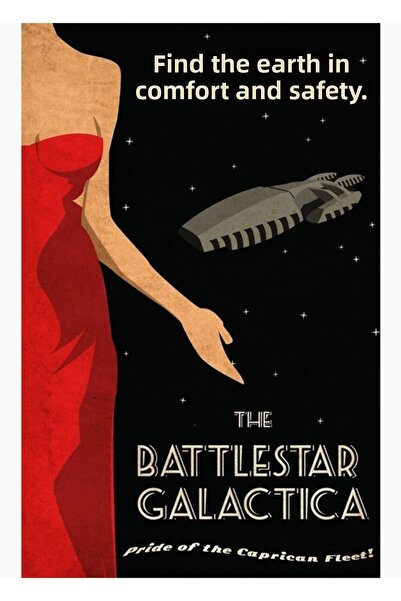 Universal Poster de călătorie Battlestar Galactica, tablou decorativ din lemn