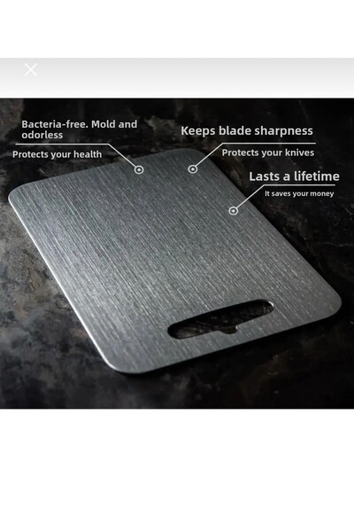 HAZARPAZAR 35X25 304 Quality Stainless Steel Cutting Board Antibacterial Hygienic Surface Machine Washable