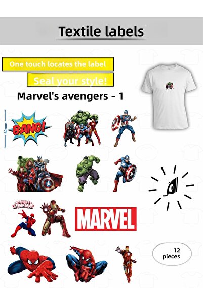 AGG Reklam ملصق ملابس يلتصق بالكي Marvel's Avengers - مجموعة من 12 قطعة