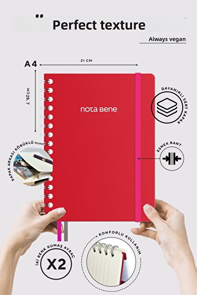 Victoria's Journals Nota Bene Spiral Premium Hard Cover Notebook, 21x29.7 cm, Striped