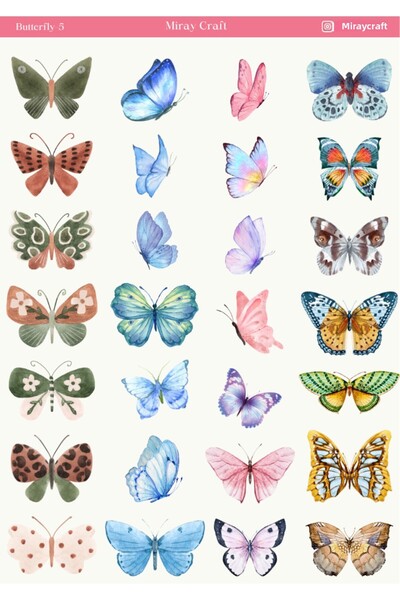 MirayDesign 1 αυτοκόλλητο με θέμα την πεταλούδα (12x17 εκ.) για Bullet Journa...