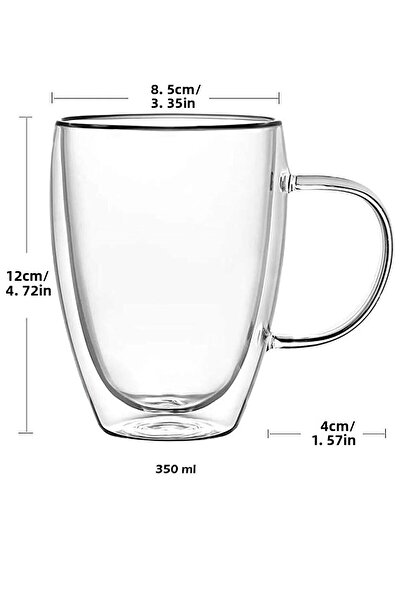 Tilbe Home Double Wall Mug Cup 350Ml Office Home Espresso Coffee Teacup Borosilicate Glass Cup With Handle