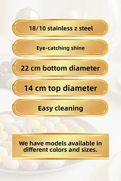 ÖzSa Home Medium Titanium 18/10 Stainless Steel Tiered Presentation Stand with Footed Presentation Stand