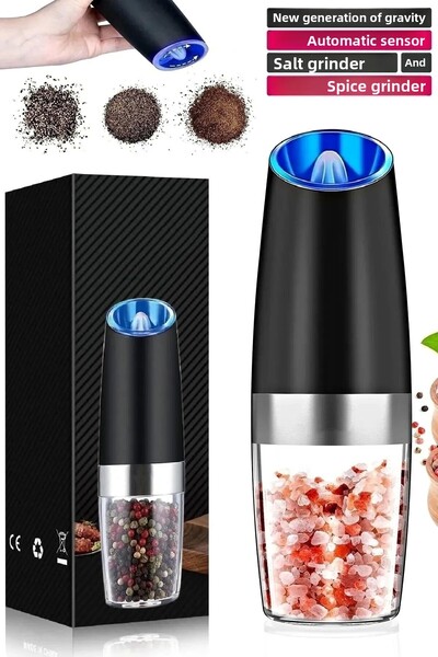 Berdina Home Gravity Automatic Pepper Salt Mill 5 Stage Spice Grinder with Le...