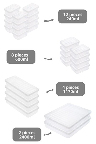 Meleni Home 26 Piece Transparent Lid Microwave Compatible Storage Container Set - Organizer Organizer Food Storage Container