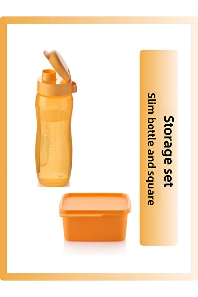 Tupperware 500ML Slim Bottle, 500ML Square Storage Container Set