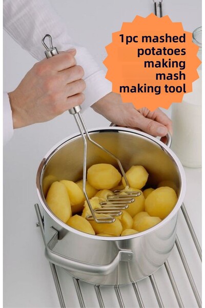 BRE HOME أداة صنع هريس البطاطس من الفولاذ المقاوم للصدأ مقاس 24 سم - قطعة واحدة