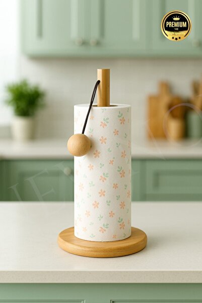 NEWNOW Bamboo Vertical Kitchen Paper Towel Holder and Roll Towel Holder