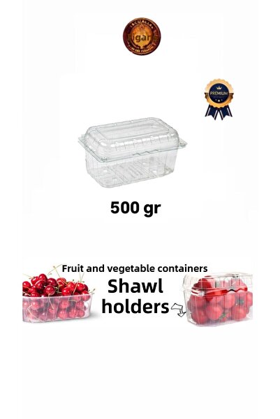 figanlar ambalaj 50 Pieces Thick Hard Plastic Lid Perforated Fruit (Shale) Container 500Cc Fruit Storage Container