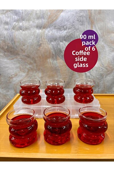 Fİ HOME Coffee Side Glass Set of 6 |   Asymmetrical Stripe Style Cup Pinterest Model |   Mini Size