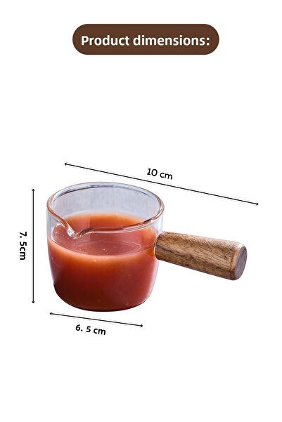 Vienev Set of 2 Large Size Glass Sauce Bowl with Wooden Handle 110 ml