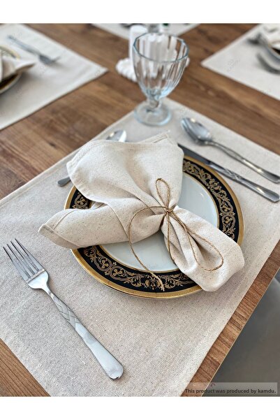 lemsel 30x30 سم 4 قطع 100% قطن خام من الكتان، مناديل تقديم